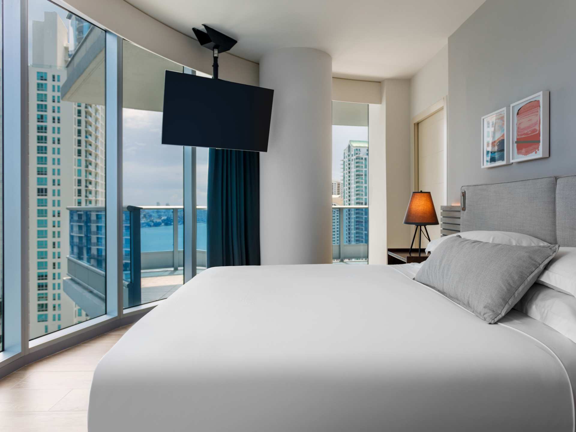 A guest room with a view at the Kimpton EPIC Miami