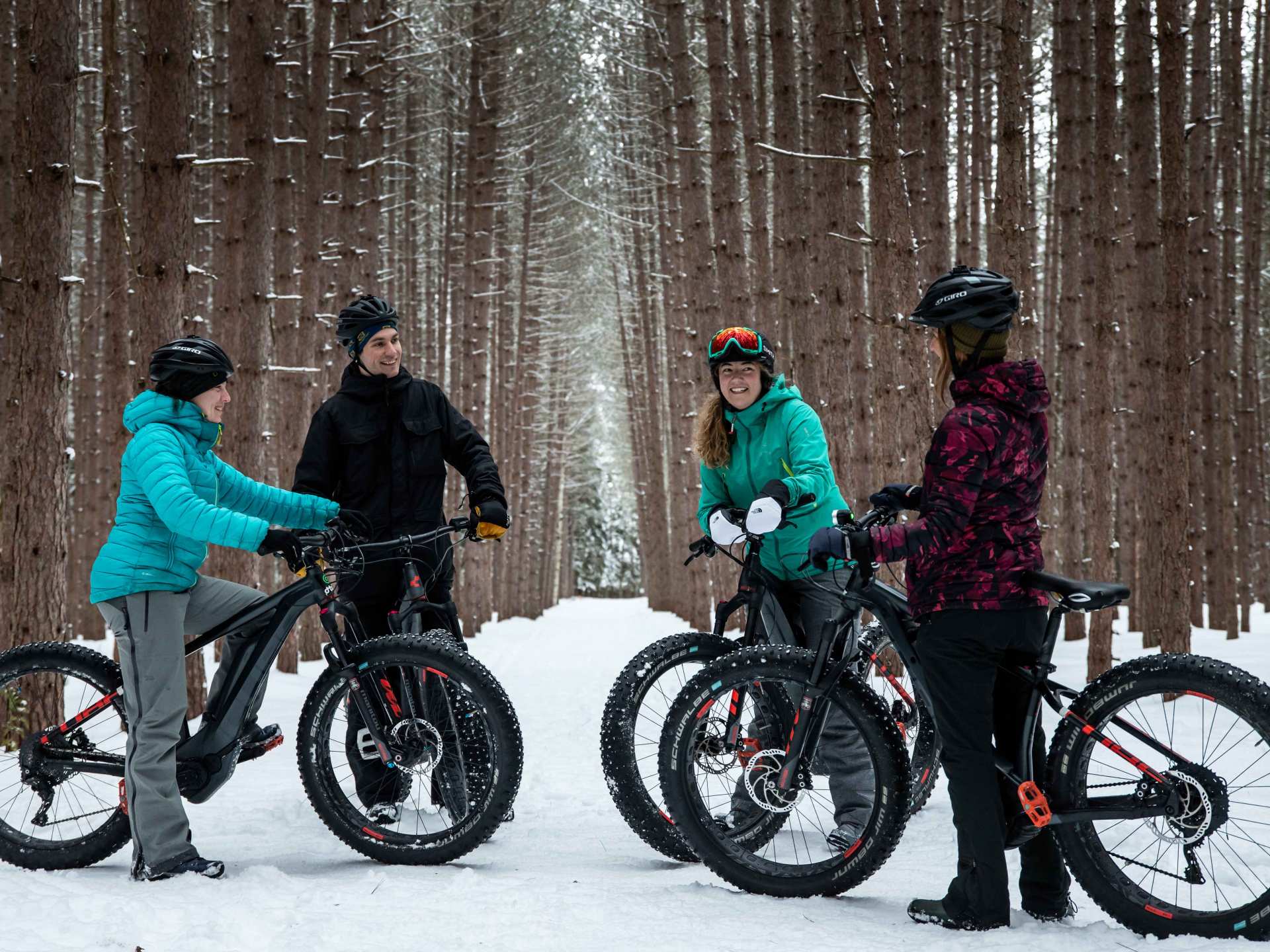 Mont Tremblant activities | A group of people standing with fat bikes in Mont Tremblant