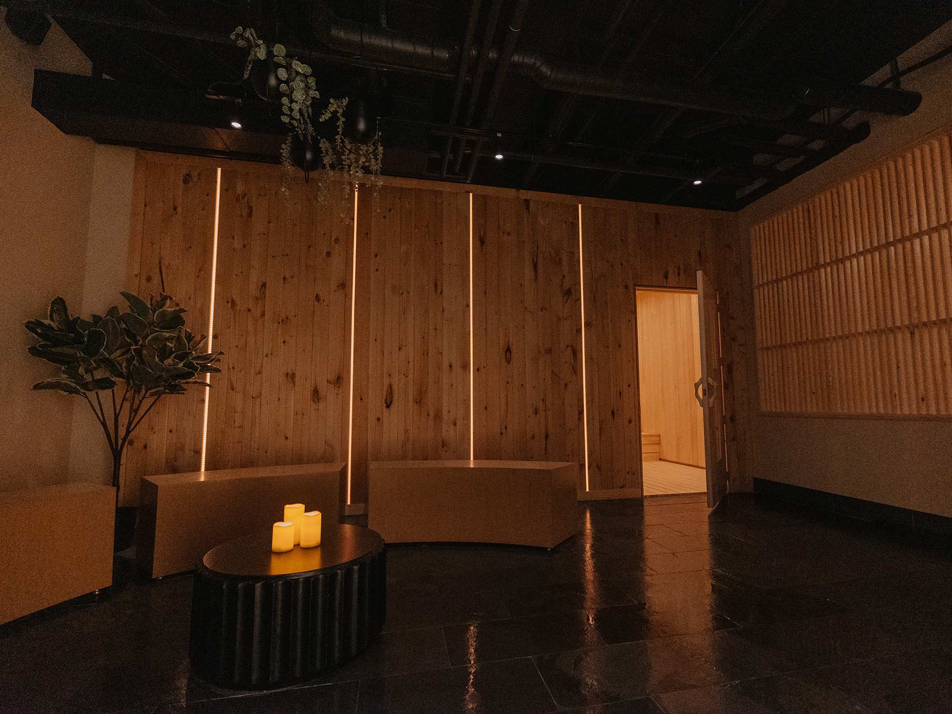 Alter cold plunge and sauna in Toronto | The rest room at Alter sauna and ice bath studio