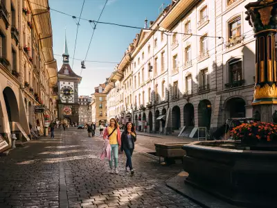 Switzerland Swiss Travel Pass | Two women walking down the street in Bern