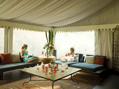 Peninsula Hot Springs, Victoria, Australia | Inside a glamping tent