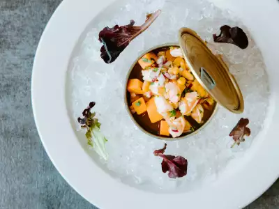 The Henderson | A can of fresh ceviche on a plate at The Henderson hotel