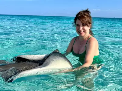 Getting up close with a stingray in the Cayman Islands