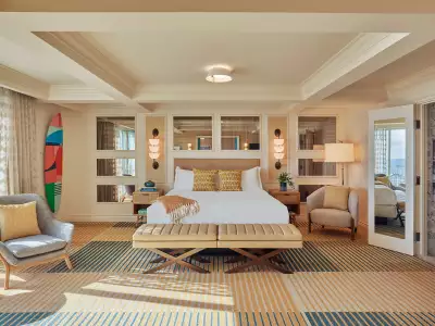 A partial ocean view king room at the Viceroy Santa Monica