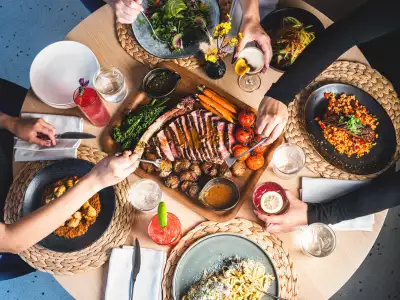 A dinner spread at Sugar Palm at the Viceroy Santa Monica