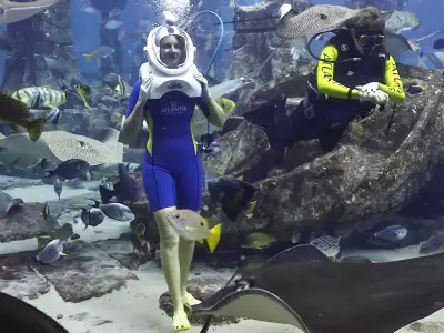 Writer Krista Faist in The Lost Chambers Aquarium in Dubai