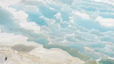 Travertine salt pools in Pamukkale, Turkey.