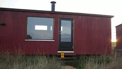 The cabins at Bornholm Surf Farm