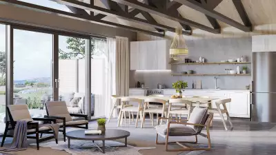 Ontario's coolest cabins to rent | The living area inside a cabin at Wander resort in Prince Edward County, Ontario