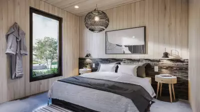 Ontario's coolest cabins to rent | The master bedroom inside a cabin at Wander resort in Prince Edward County, Ontario