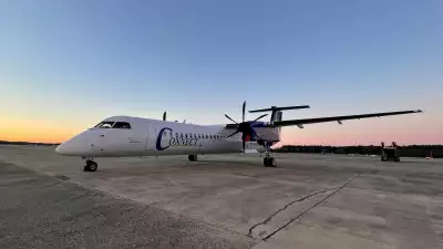 Connect Airlines | The sun sets behind a Connect Airlines plane