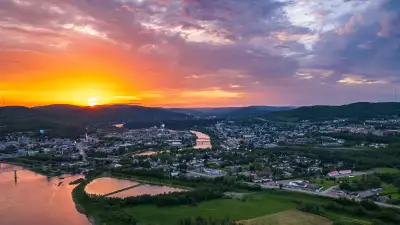 A sunset over Edmundston, New Brunswick