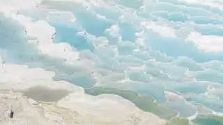 Travertine salt pools in Pamukkale, Turkey.