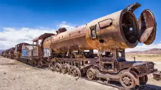 Train cemetery in Uyuni, Bolivia