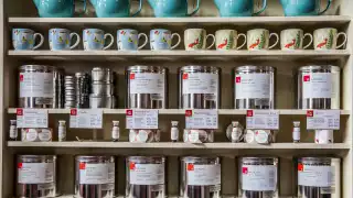 Restaurants in Victoria, B.C. plus hotels, activities and more | Shelves lined with tins of tea and mugs
