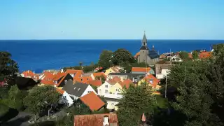 The seaside village of Gudhjem in Bornholm The seaside village of Gudhjem in Bornholm