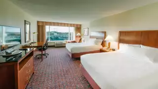 New Hampshire restaurants and activities | A hotel room at the Hilton Garden Inn Manchester Downtown
