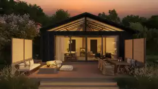 Ontario's coolest cabins to rent | Evening outside a cabin at Wander resort in Prince Edward County, Ontario