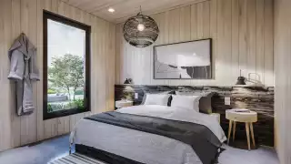 Ontario's coolest cabins to rent | The master bedroom inside a cabin at Wander resort in Prince Edward County, Ontario