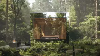 Arcana self-directed nature retreat opens in Ontario | Arcana's stainless steel cabin blends into its surroundings