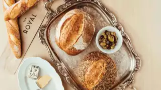 The Royal Hotel in Picton | Fresh-baked bread with cheese and olives