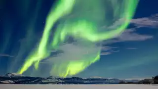 The northern lights over Lake Laberge, Yukon