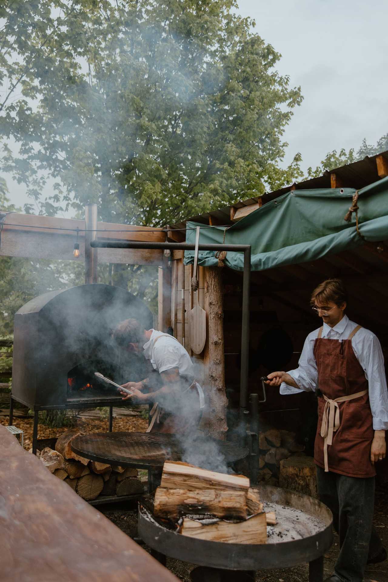 Grey County | Joel Gray and his staff cook outdoors over the hearth at Down Home in Grey County