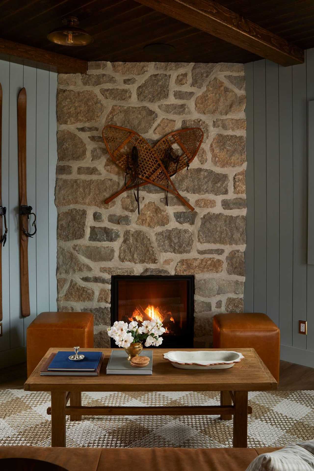 Grey County | A fireplace at June Motel Beaver Valley