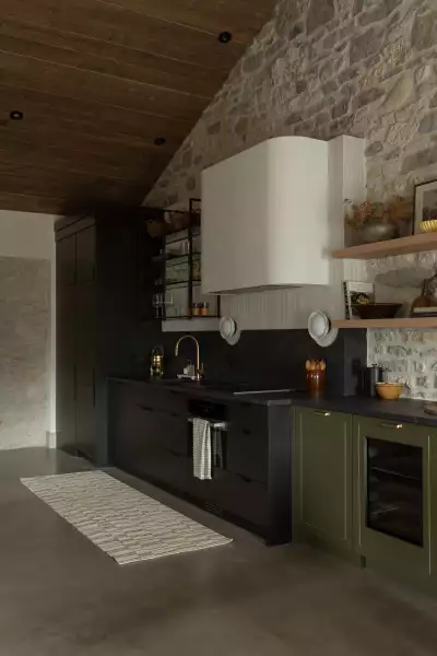 Kitchen in a guest room at The Kat Florence Hotel