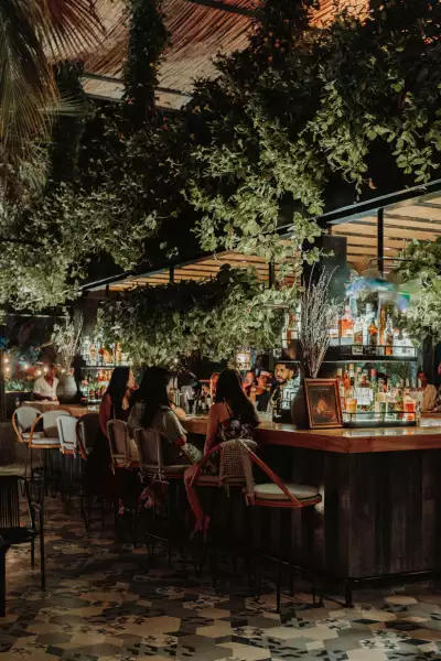 Los Cabos | The bar area at Acre, a Michelin Green Star farm-to-table restaurant in San Jos&eacute; del Cabo, Mexico