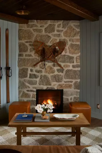 Grey County | A fireplace at June Motel Beaver Valley