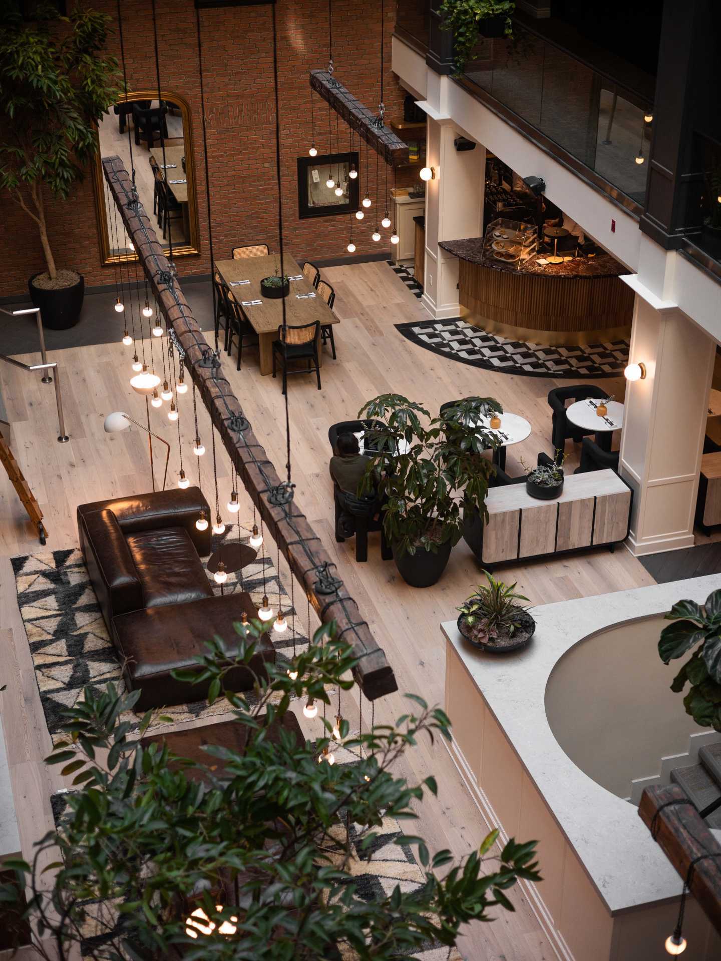 An overhead view of the Living Room at the Metcalfe hotel in downtown Ottawa