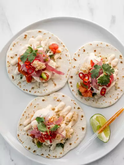Megalomaniac Wines | Shrimp Tacos at Megalomaniac winery in Niagara