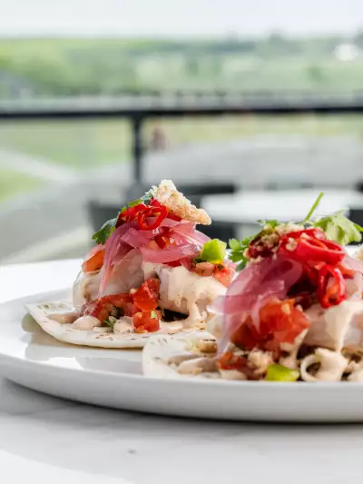 Megalomaniac Wines | Shrimp Tacos at Megalomaniac winery in Niagara