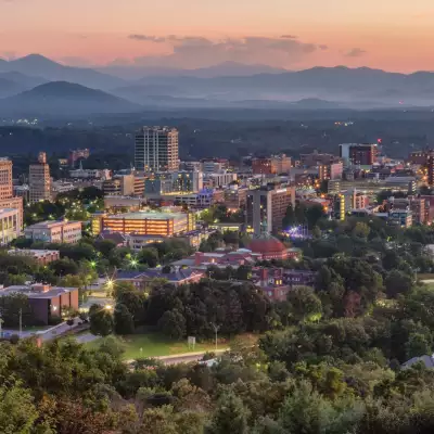 A city surrounded by hills in North Carolina