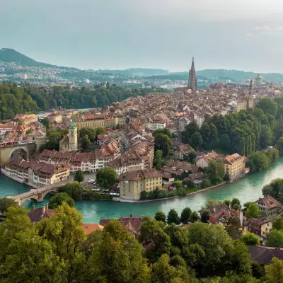 Switzerland travel | The beautiful town of Bern, Switzerland with old buildings and trees