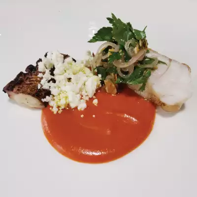 Monkfish in romesco sauce at Purnell&rsquo;s