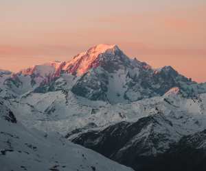 Mountains at sunset in the French Alps