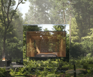 Arcana self-directed nature retreat opens in Ontario | Arcana's stainless steel cabin blends into its surroundings