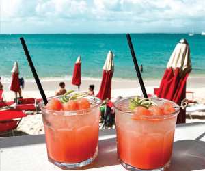Cocktails on the beach in Saint Martin