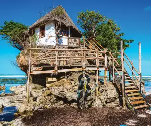 The Rock beachside restaurant in Zanzibar, Tanzania.