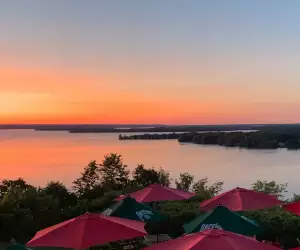 Miller House patio at sunset