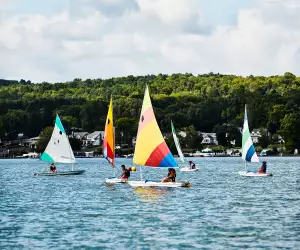 Finger Lakes, New York | Colourful boats sail on Canandaigua Lake
