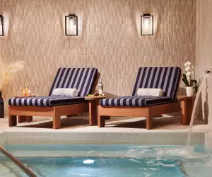 124 on Queen Hotel and Spa | Loungers by the pool at The Spa at Q