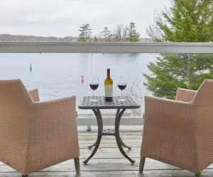 The view from the Executive Waterside Loft balcony at Rawley Resort Marina & Spa, Port Severn