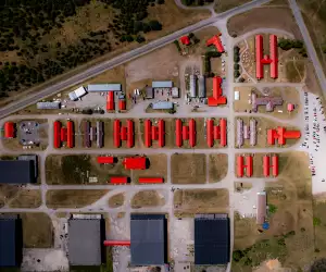 An overhead view of Base31 in Picton, Ontario