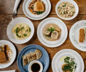 A spread of dishes at The Grange of Prince Edward winery for Countylicious