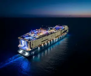 MSC World America at night