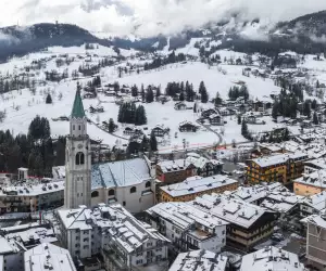 Olympics Italy | An aerial view of Cortina d'Ampezzo, Italy